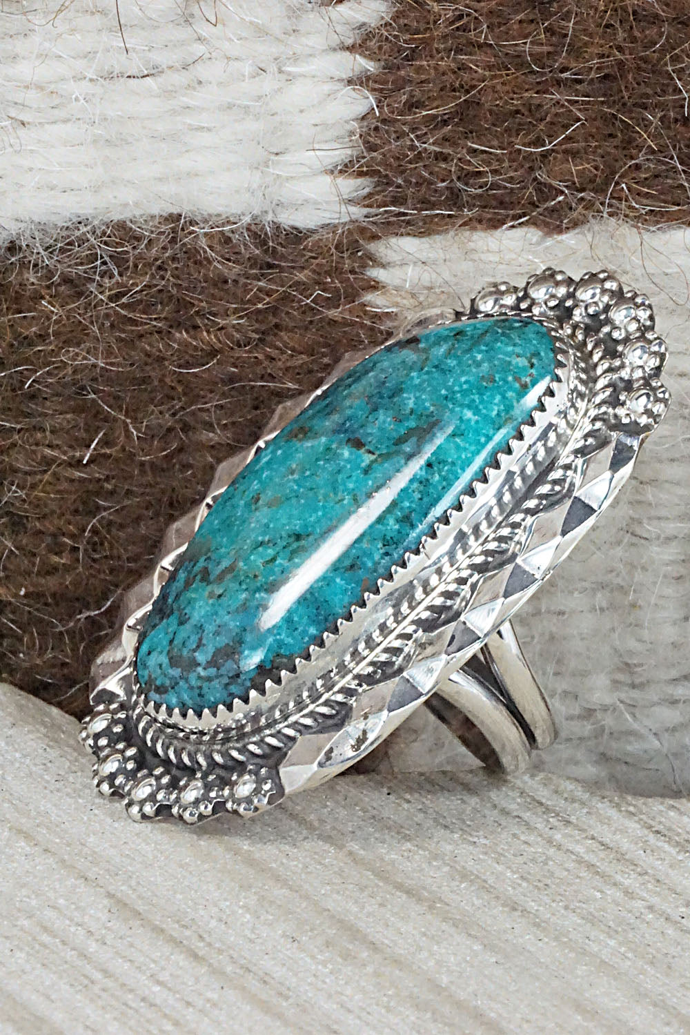 Turquoise & Sterling Silver Ring - Leslie Nez - Size 9