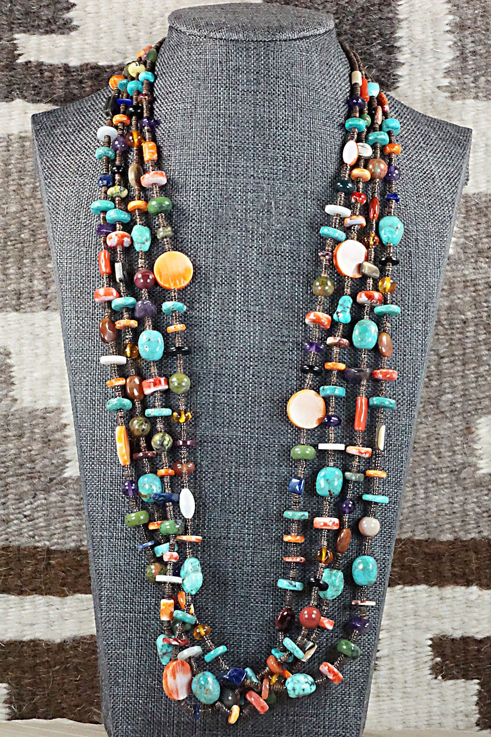 Multi Stone & Sterling Silver Necklace - Helen Tsosie