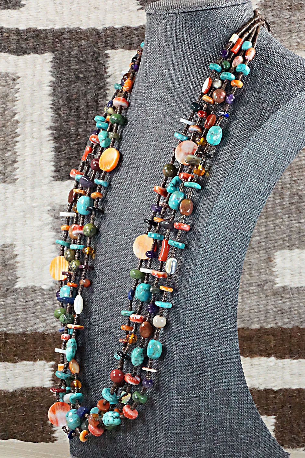 Multi Stone & Sterling Silver Necklace - Helen Tsosie