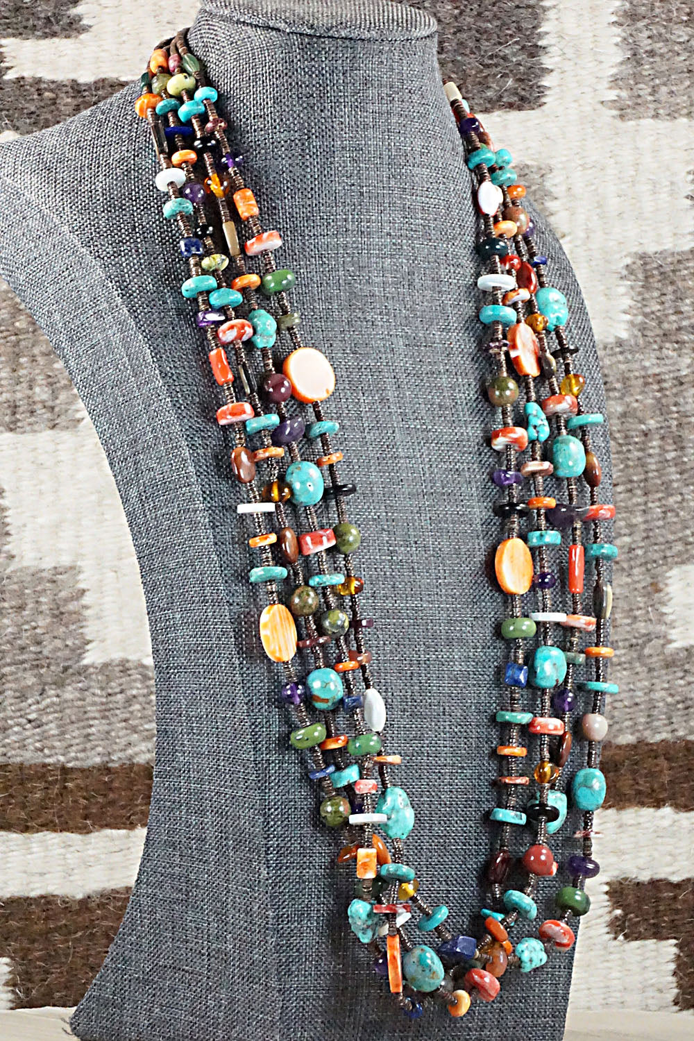 Multi Stone & Sterling Silver Necklace - Helen Tsosie