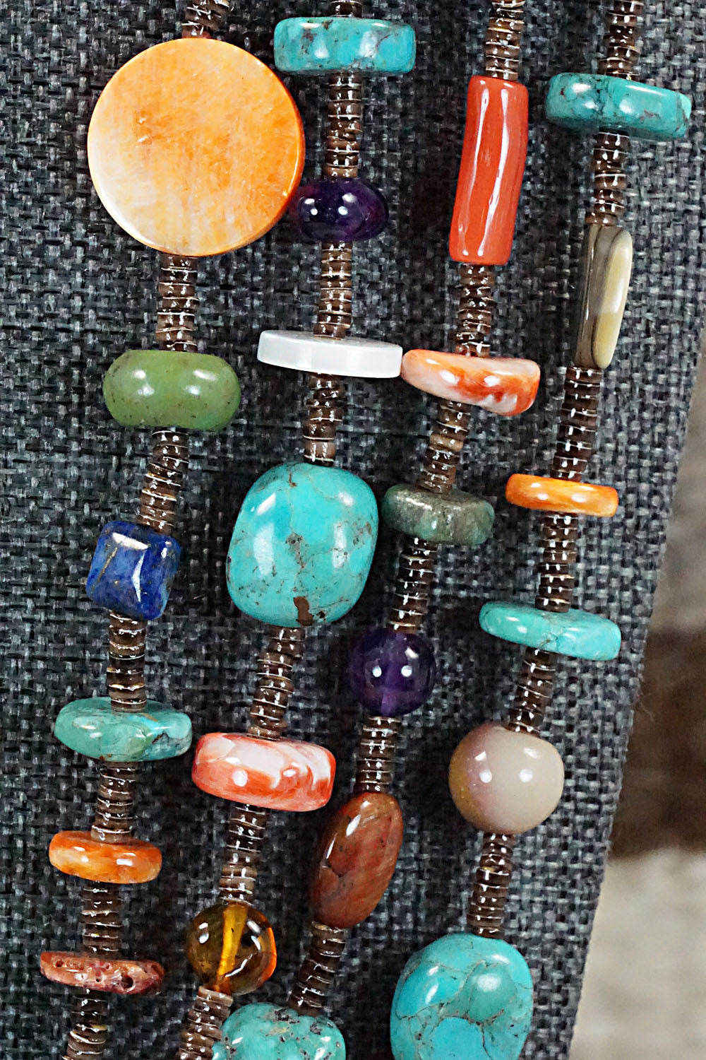 Multi Stone & Sterling Silver Necklace - Helen Tsosie