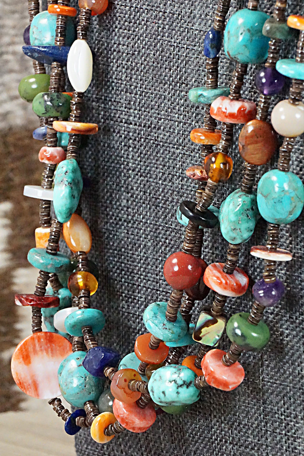 Multi Stone & Sterling Silver Necklace - Helen Tsosie