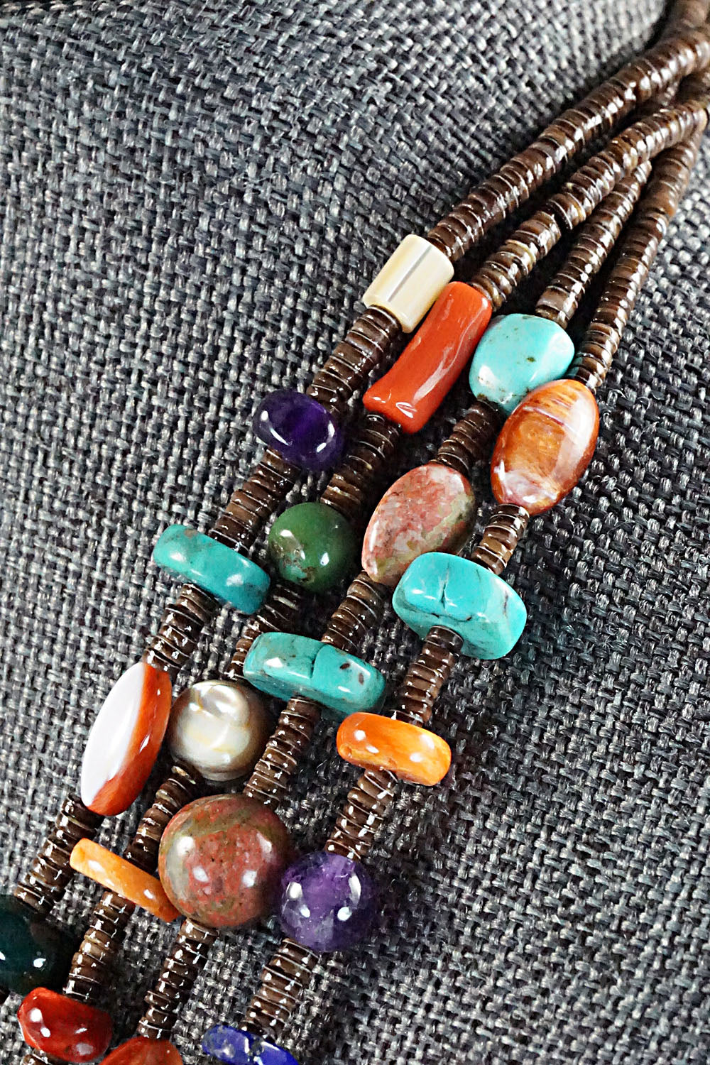 Multi Stone & Sterling Silver Necklace - Helen Tsosie