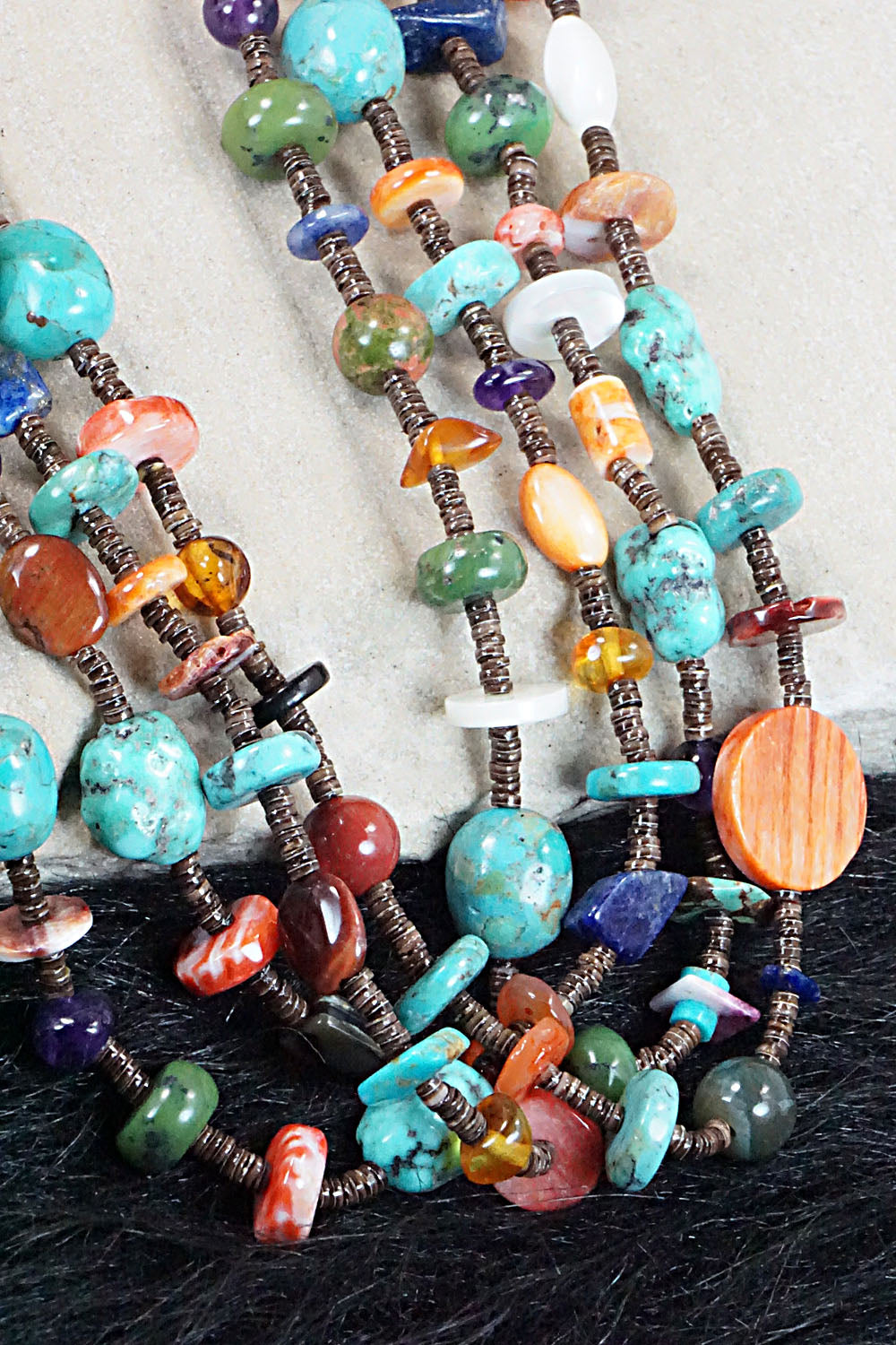 Multi Stone & Sterling Silver Necklace - Helen Tsosie