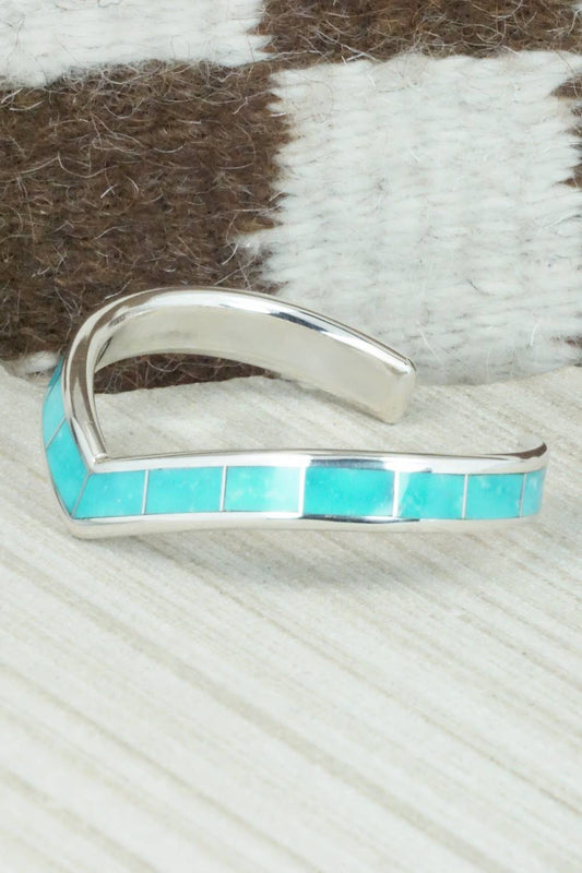 Turquoise & Sterling Silver Inlay Bracelet - Lawrence Loretto