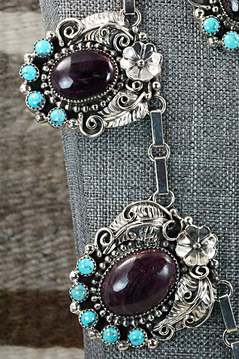 Turquoise, Spiny Oyster & Sterling Silver Necklace Set - Sandra Parkett