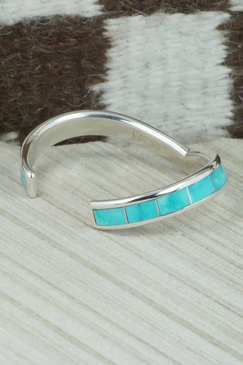 Turquoise & Sterling Silver Inlay Bracelet - Lawrence Loretto