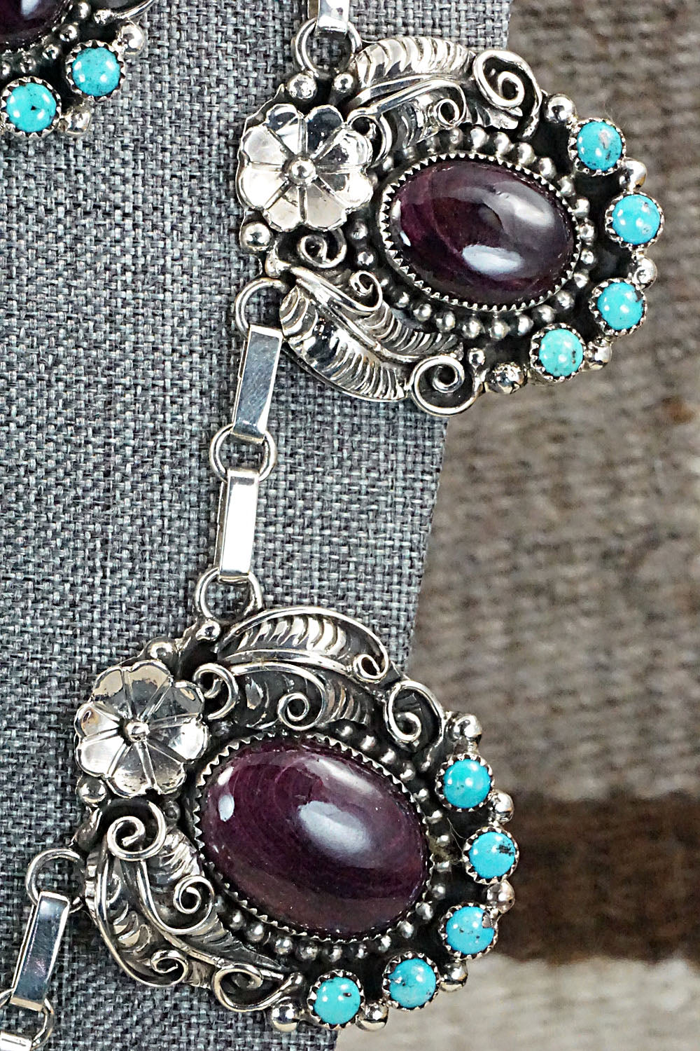 Turquoise, Spiny Oyster & Sterling Silver Necklace Set - Sandra Parkett