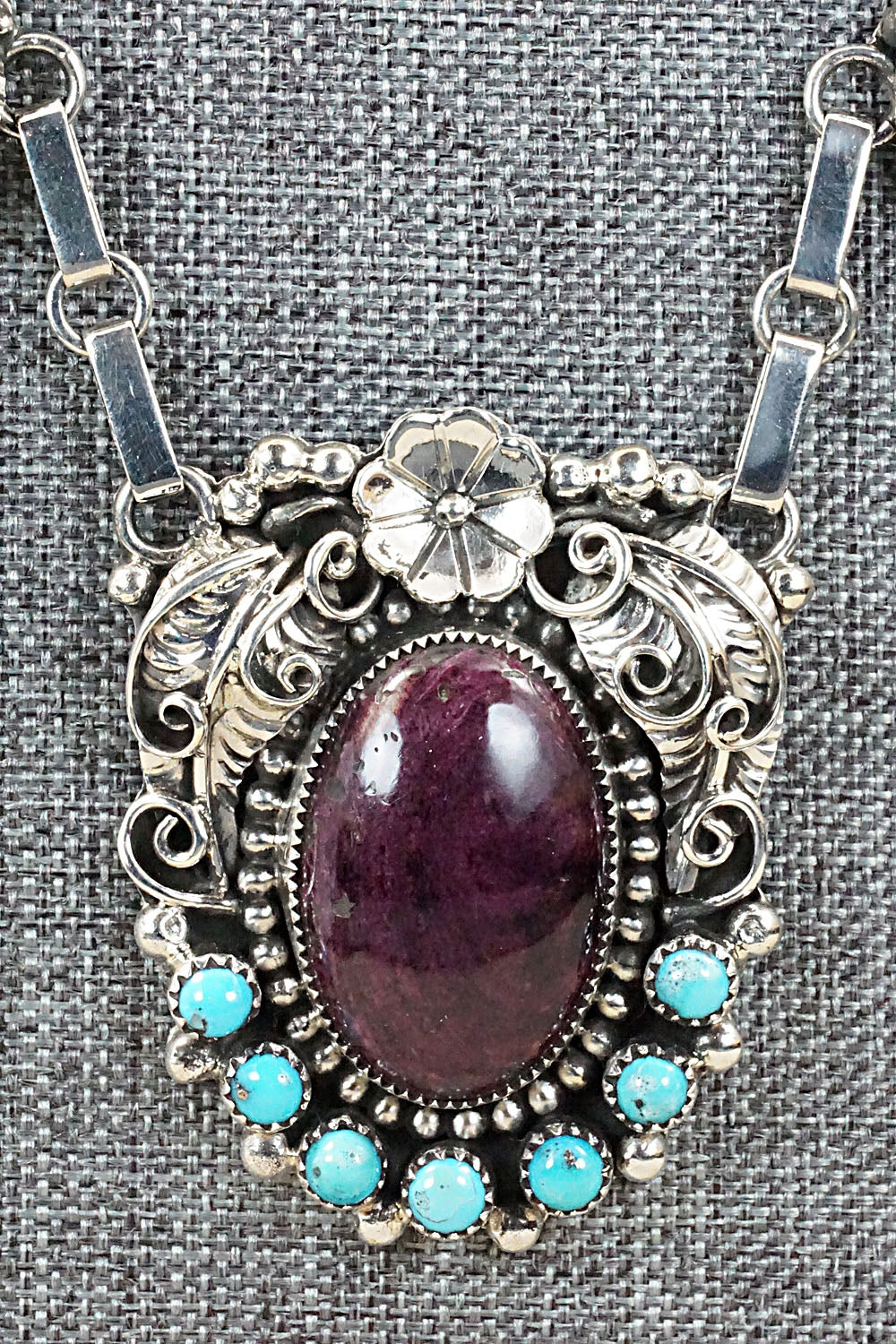 Turquoise, Spiny Oyster & Sterling Silver Necklace Set - Sandra Parkett
