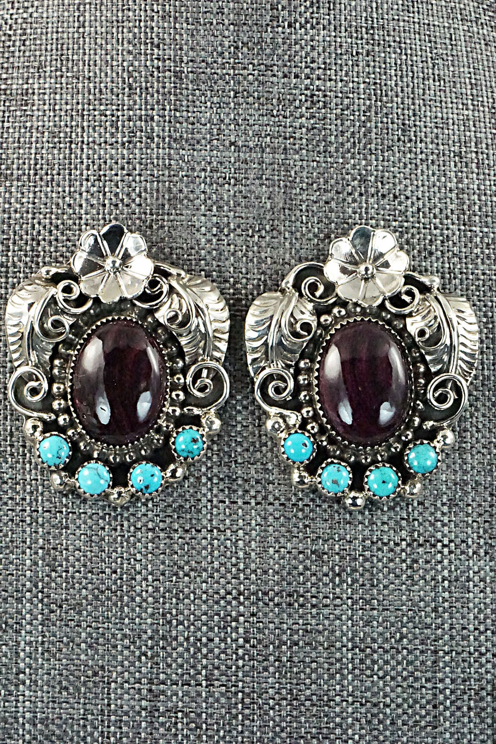 Turquoise, Spiny Oyster & Sterling Silver Necklace Set - Sandra Parkett
