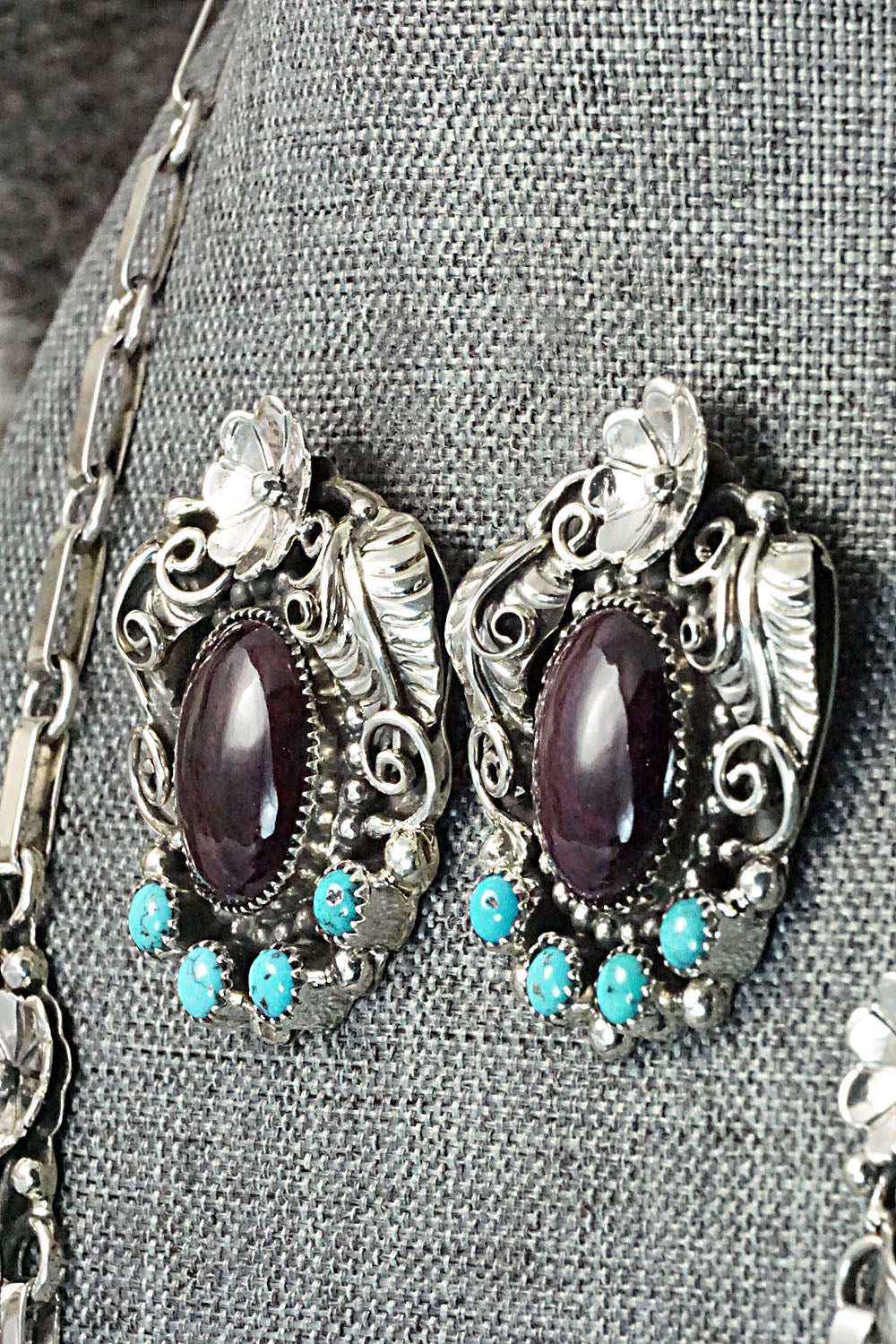 Turquoise, Spiny Oyster & Sterling Silver Necklace Set - Sandra Parkett