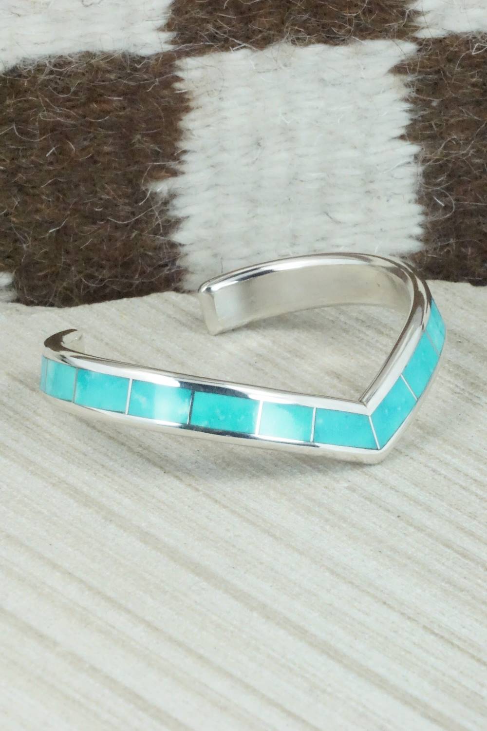 Turquoise & Sterling Silver Inlay Bracelet - Lawrence Loretto