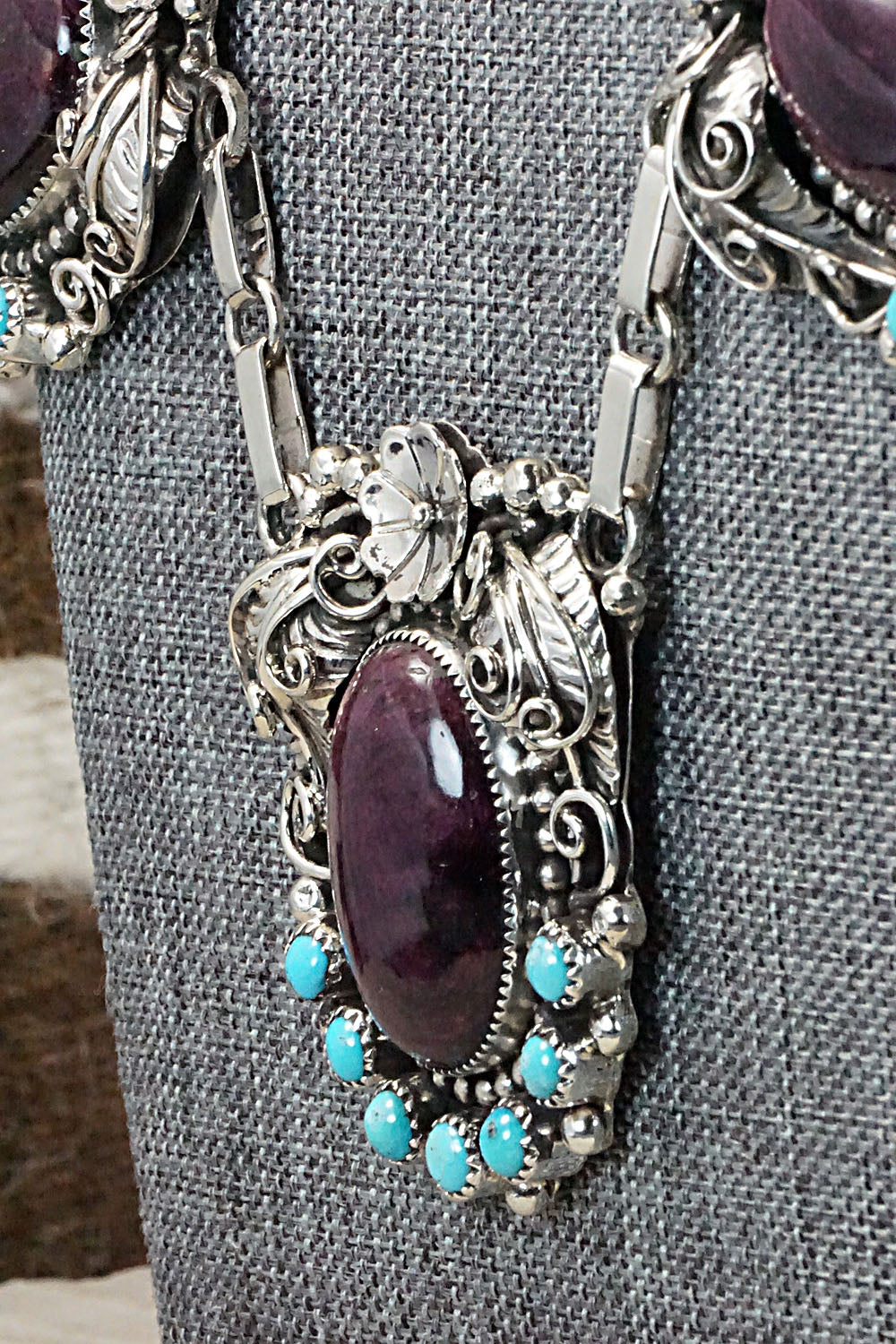 Turquoise, Spiny Oyster & Sterling Silver Necklace Set - Sandra Parkett