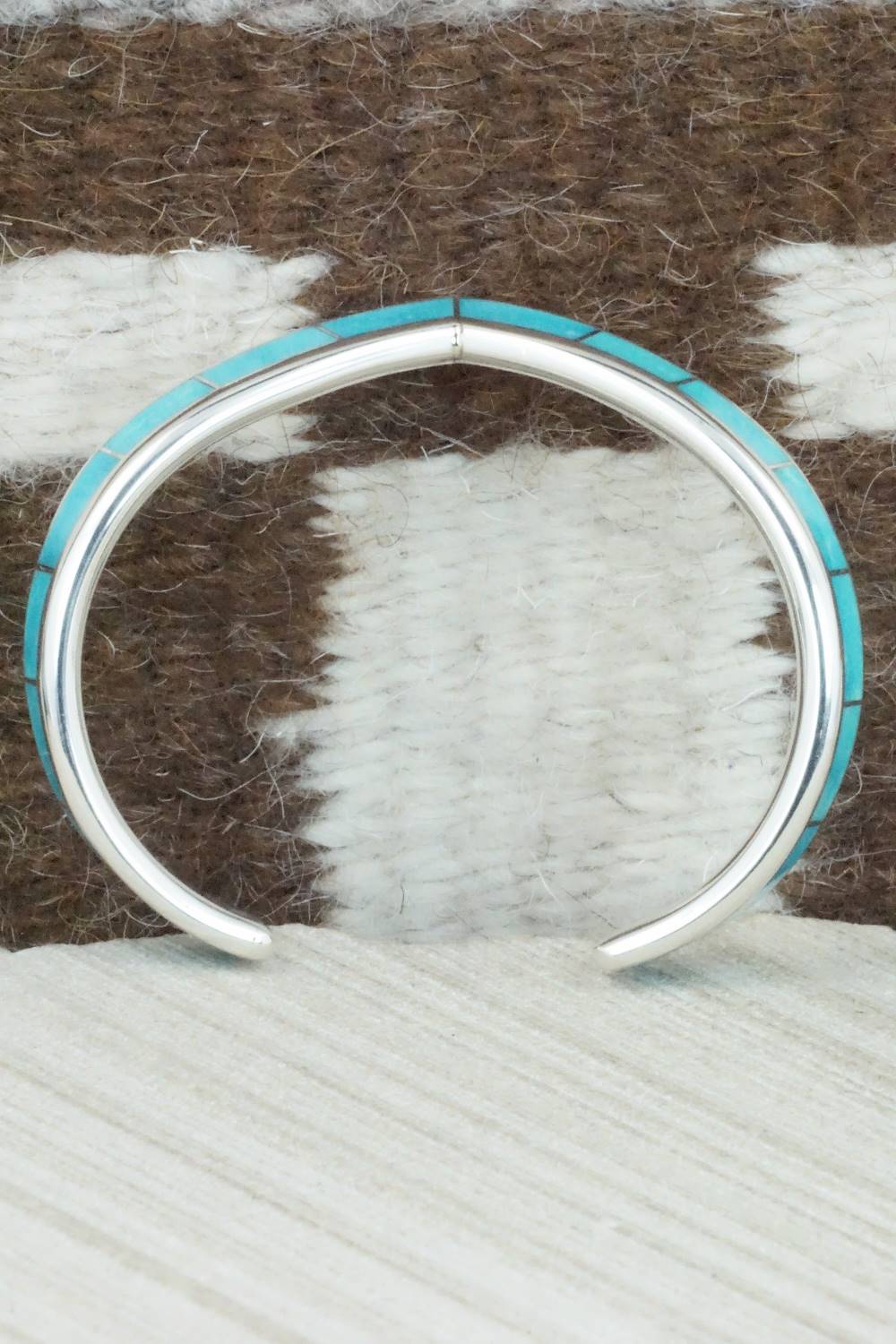 Turquoise & Sterling Silver Inlay Bracelet - Lawrence Loretto