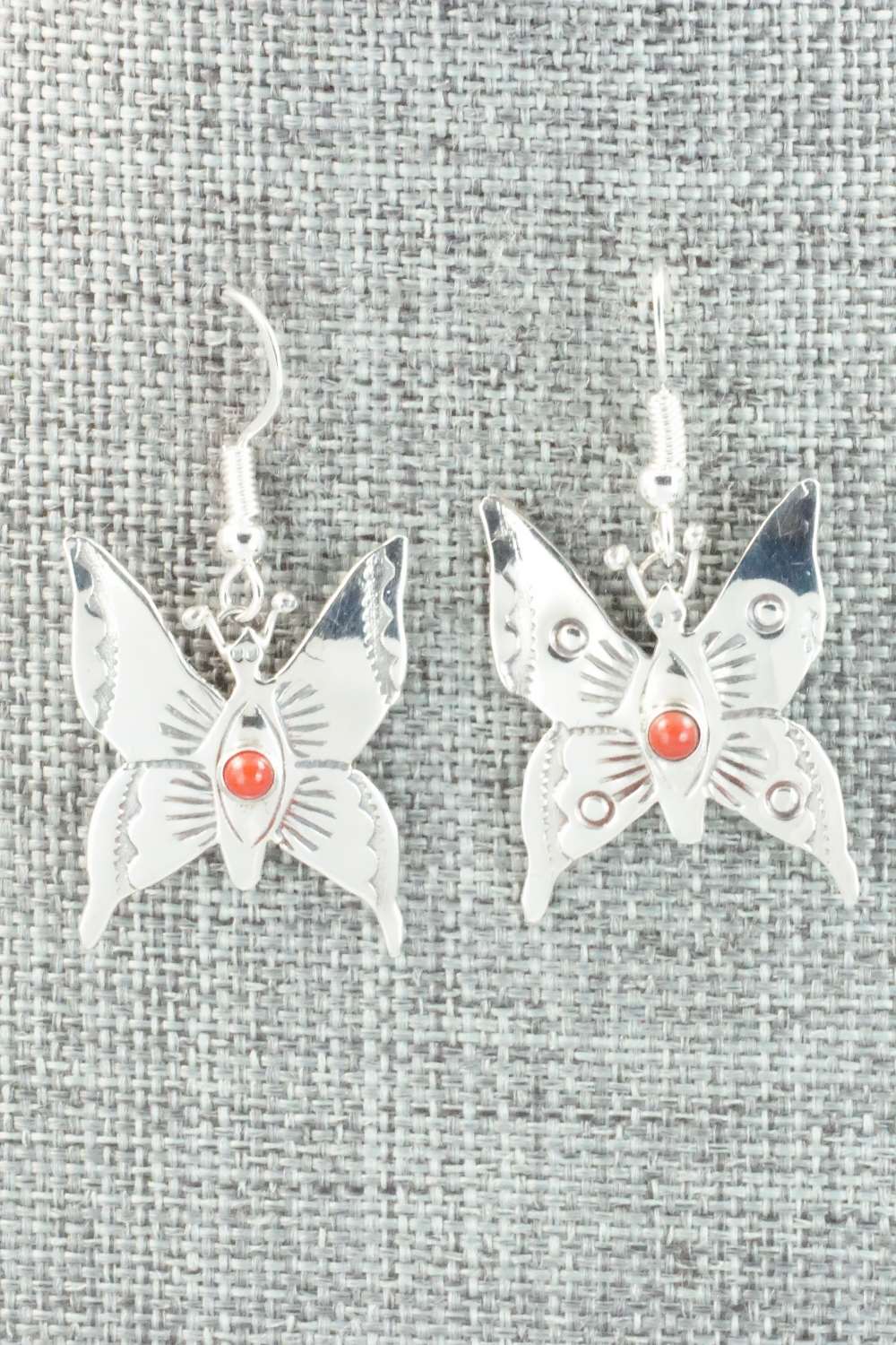 Coral & Sterling Silver Earrings - Lucille Platero