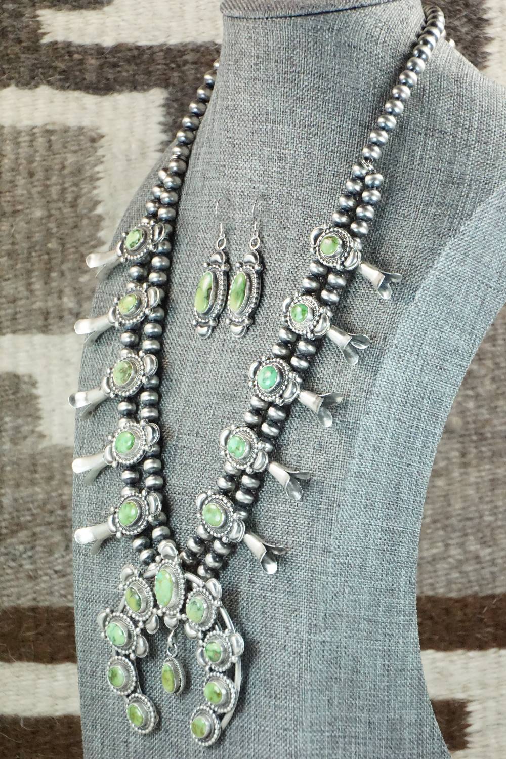 Turquoise & Sterling Silver Squash Blossom Set - Tom Lewis