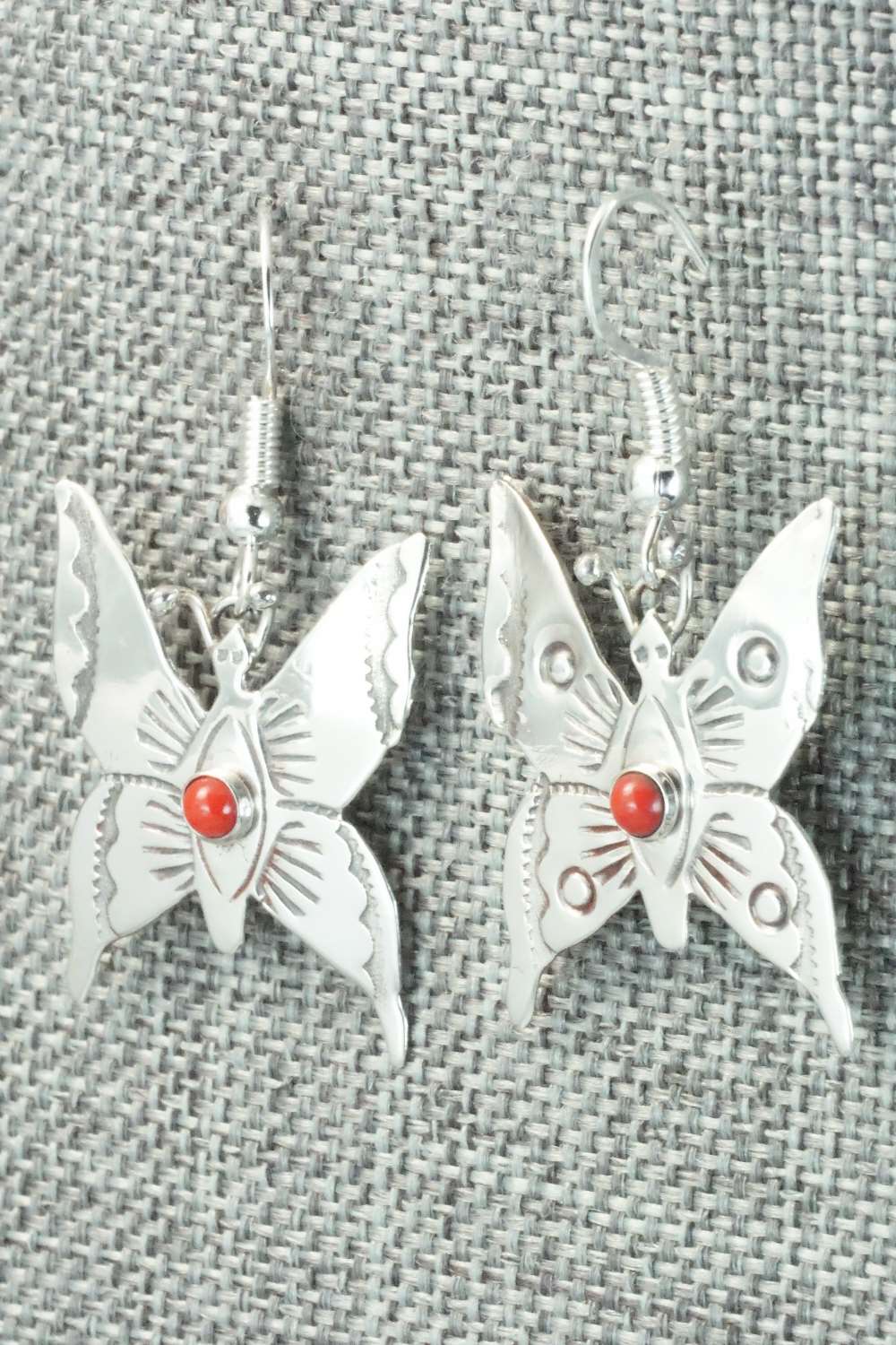 Coral & Sterling Silver Earrings - Lucille Platero