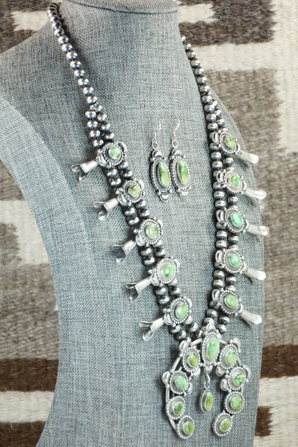Turquoise & Sterling Silver Squash Blossom Set - Tom Lewis