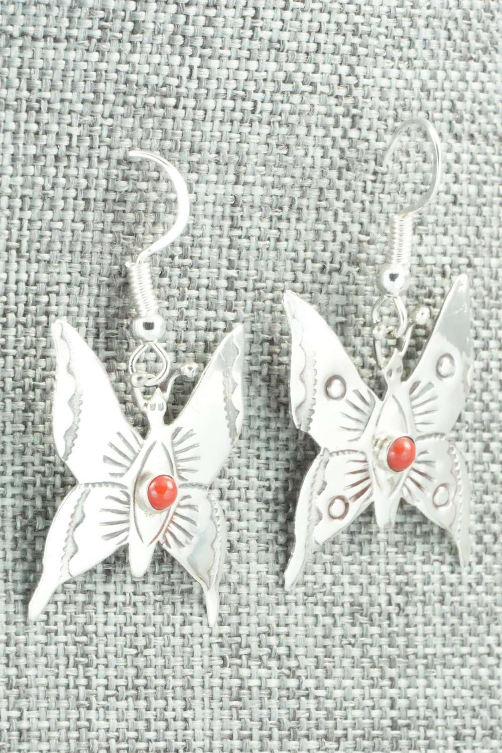 Coral & Sterling Silver Earrings - Lucille Platero
