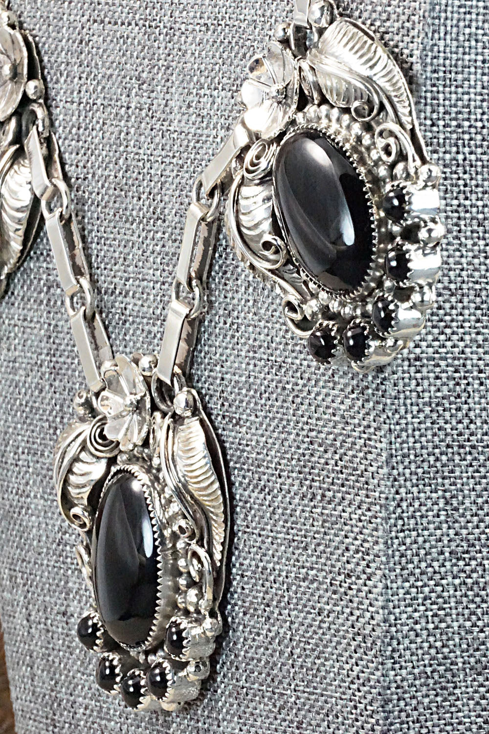 Onyx & Sterling Silver Necklace & Earrings Set - Sandra Parkett