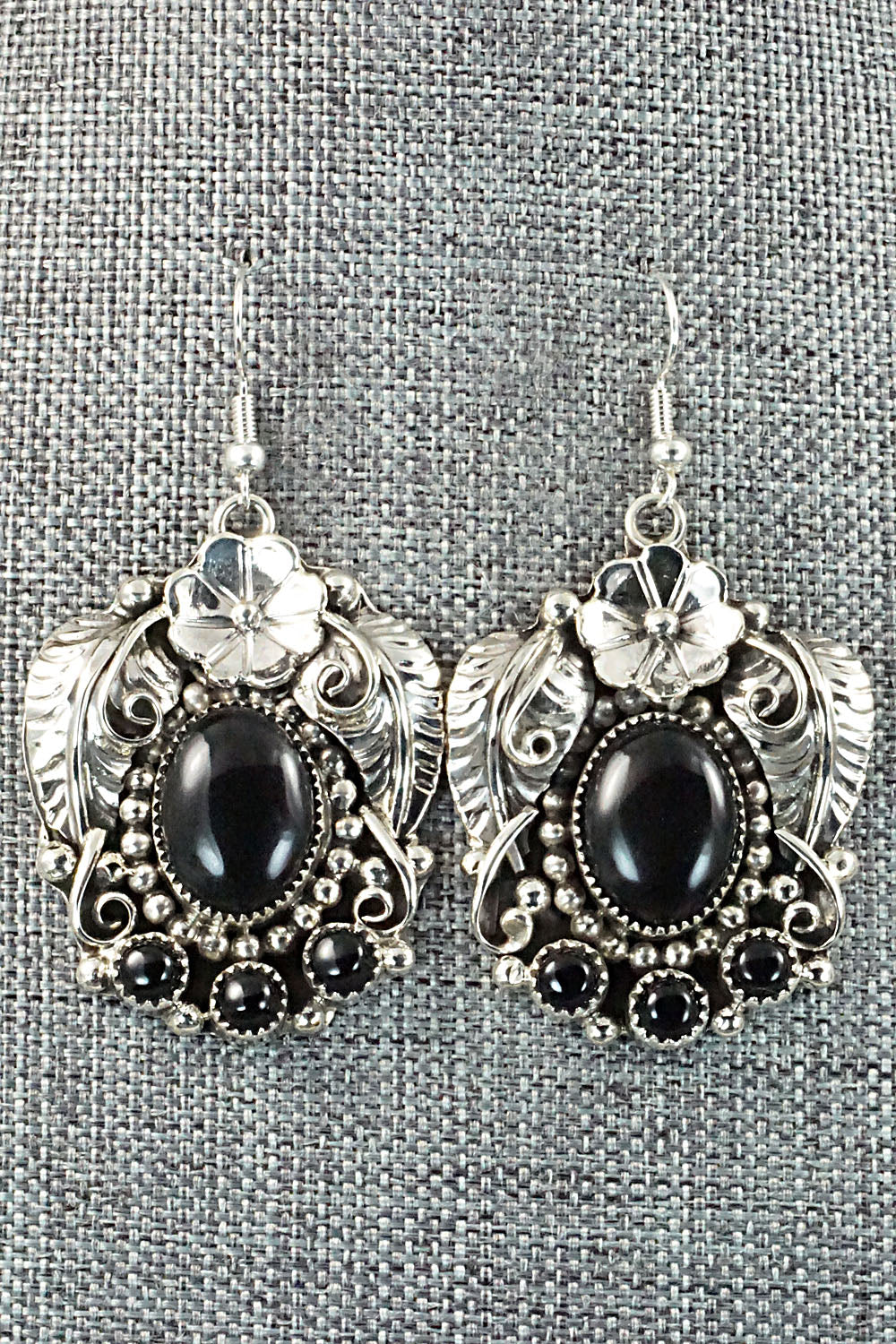 Onyx & Sterling Silver Necklace & Earrings Set - Sandra Parkett