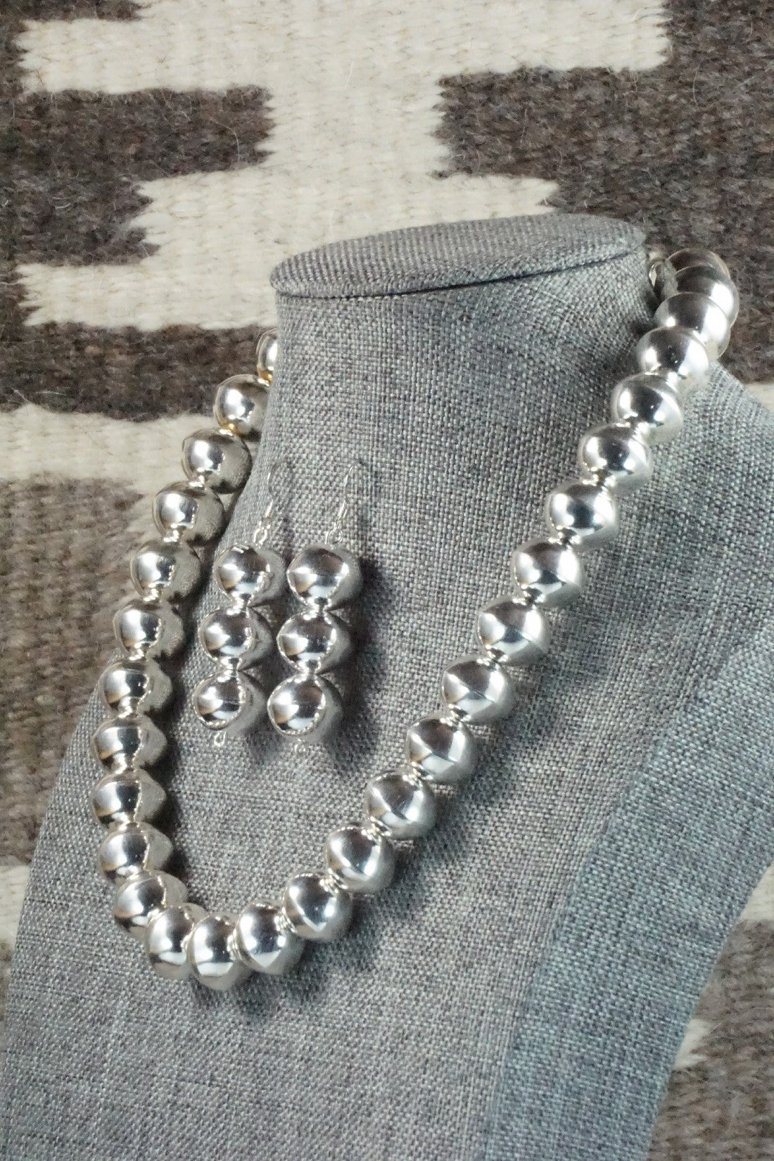 Sterling Silver Navajo Pearl Necklace & Earrings - Tonisha Haley