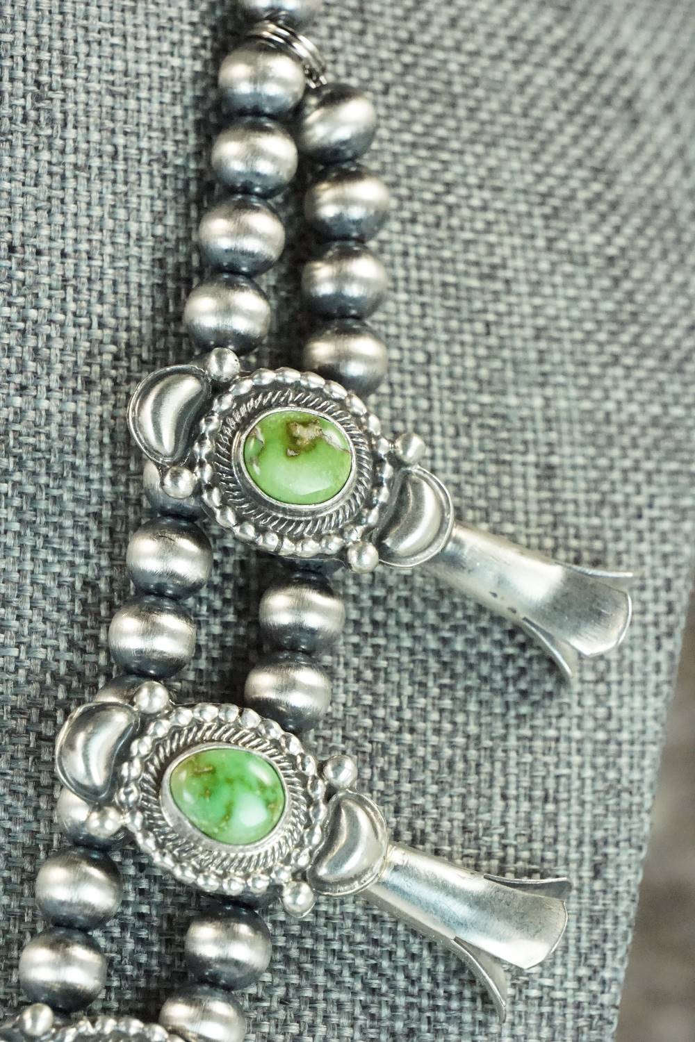 Turquoise & Sterling Silver Squash Blossom Set - Tom Lewis