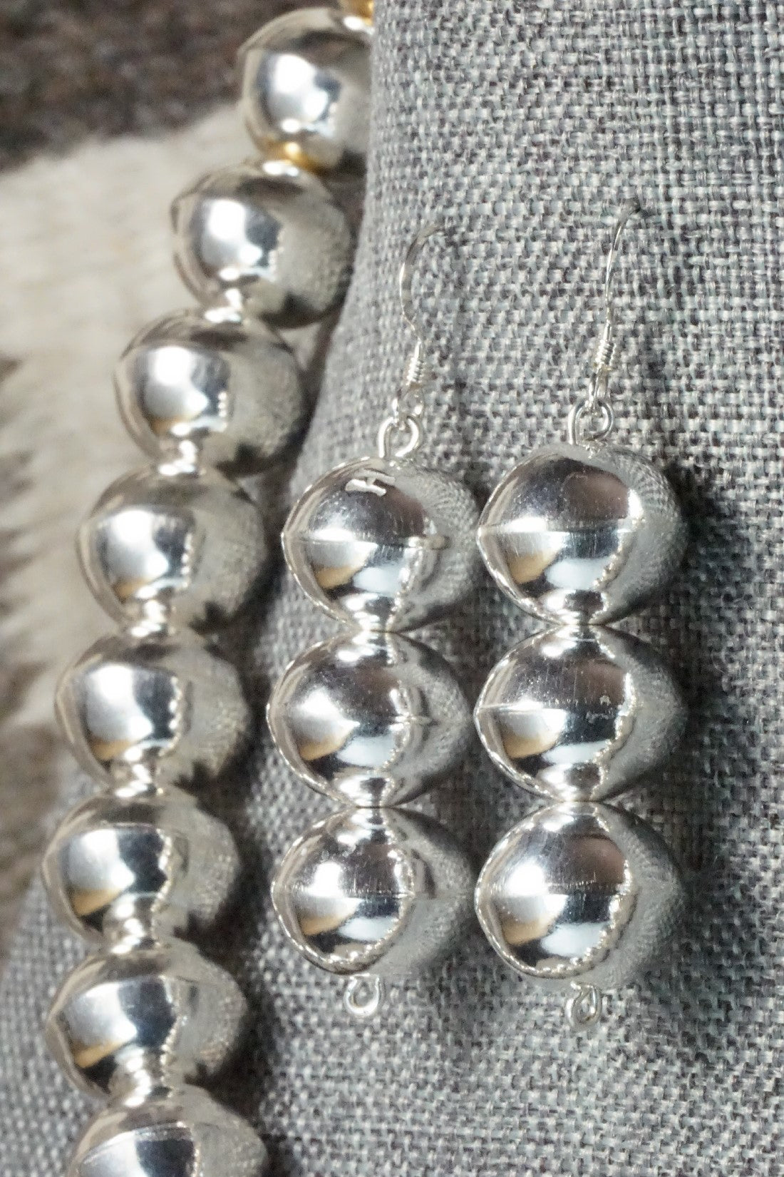 Sterling Silver Navajo Pearl Necklace & Earrings - Tonisha Haley