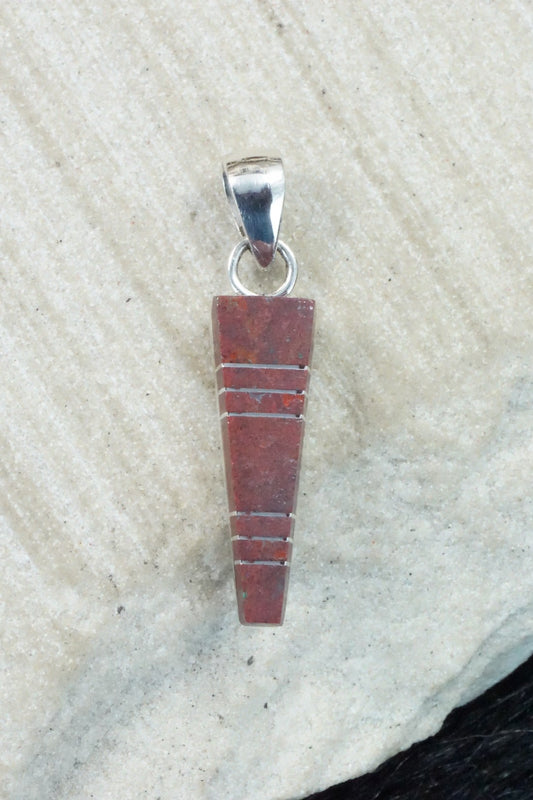 Coral & Sterling Silver Pendant - MaDerral Kallestewa