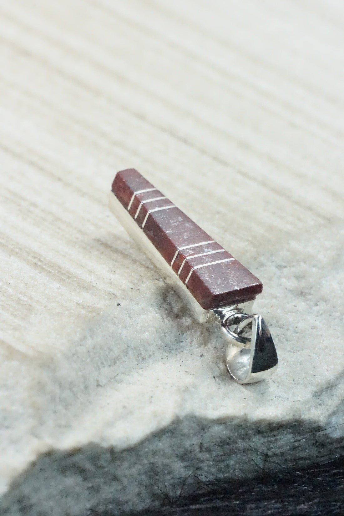 Coral & Sterling Silver Pendant - MaDerral Kallestewa