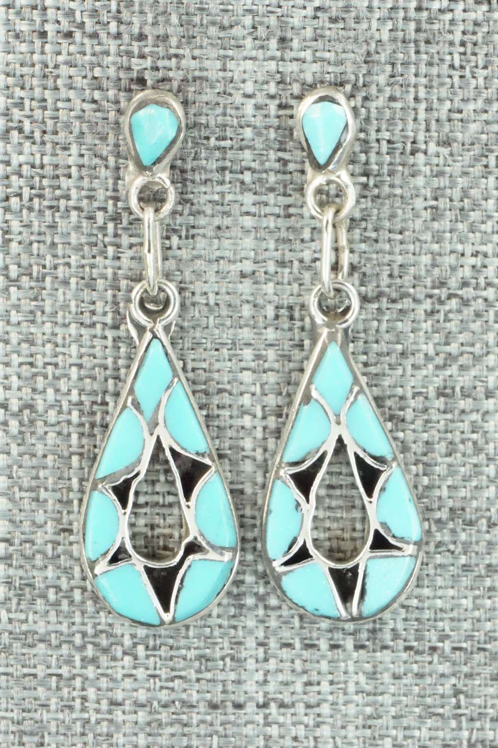 Turquoise and Sterling Silver Earrings - J. Bowannie