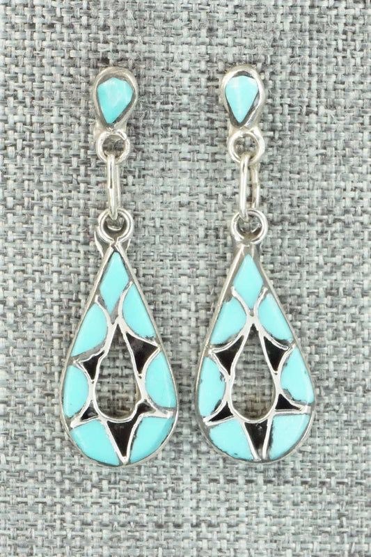 Turquoise and Sterling Silver Earrings - J. Bowannie
