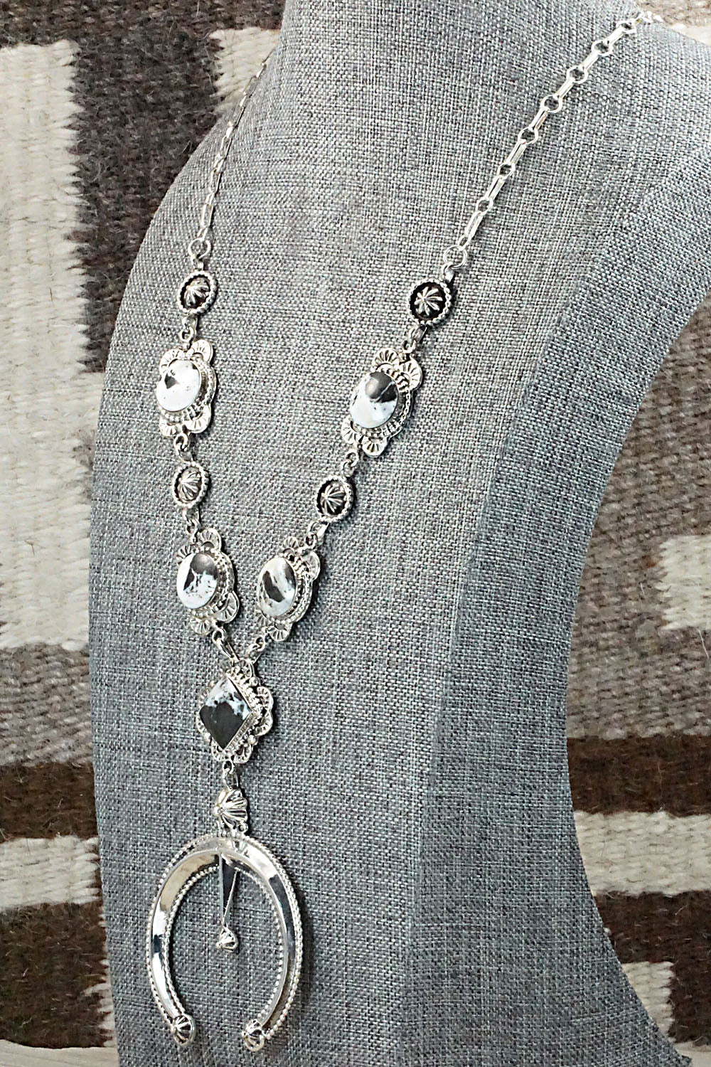 White Buffalo & Sterling Silver Naja Necklace - Mike Smith