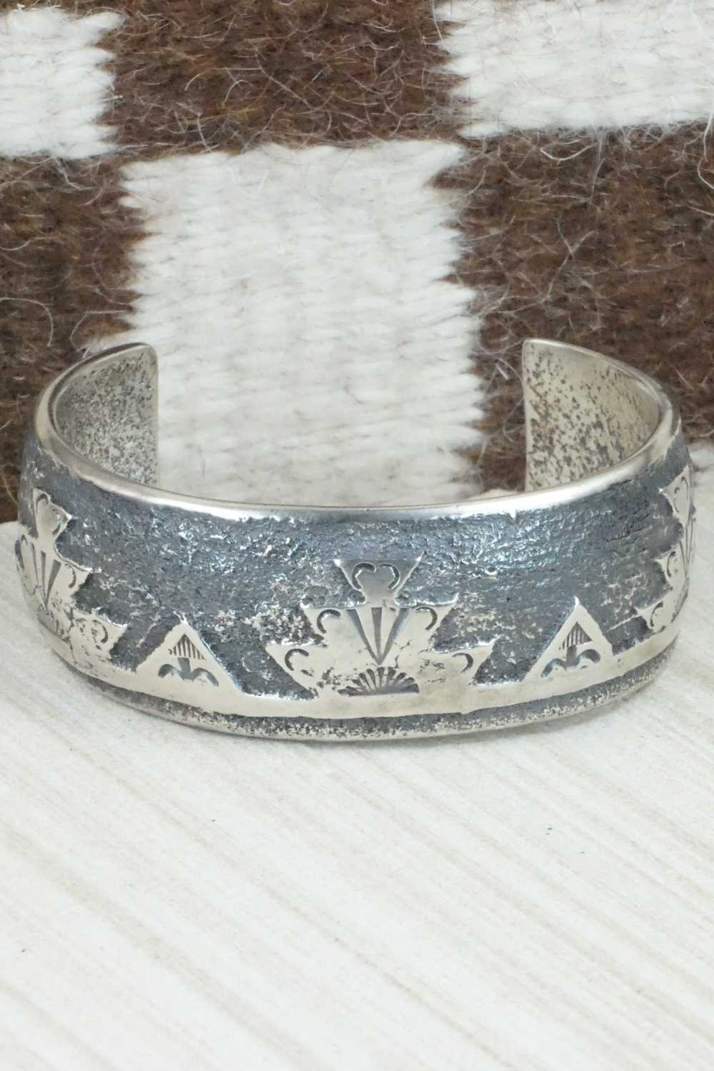 Sterling Silver Tufa Cast Bracelet - Navajo
