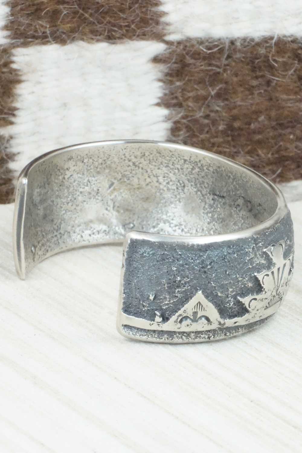 Sterling Silver Tufa Cast Bracelet - Navajo