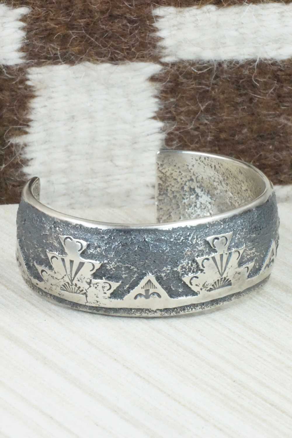 Sterling Silver Tufa Cast Bracelet - Navajo