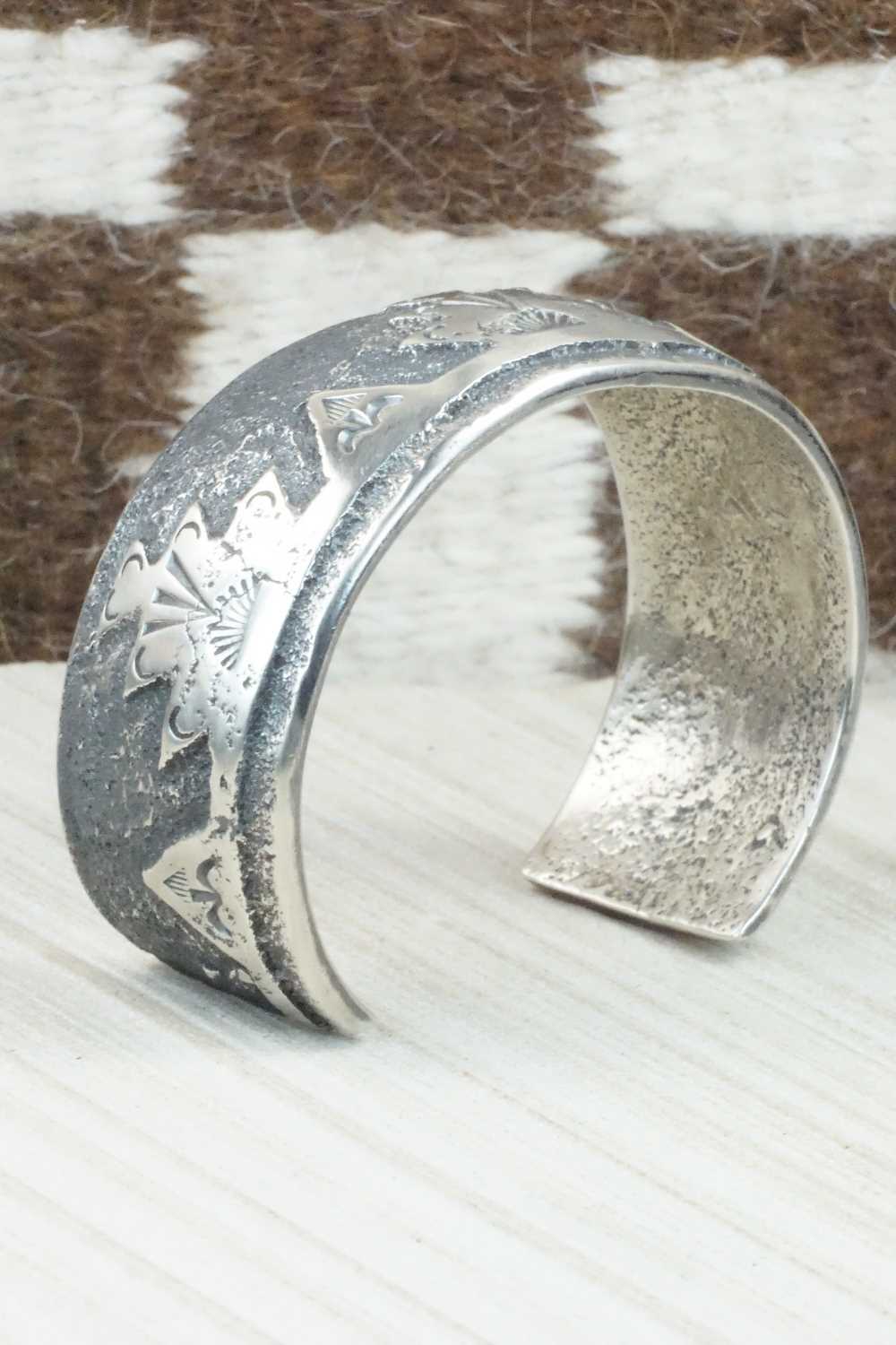 Sterling Silver Tufa Cast Bracelet - Navajo