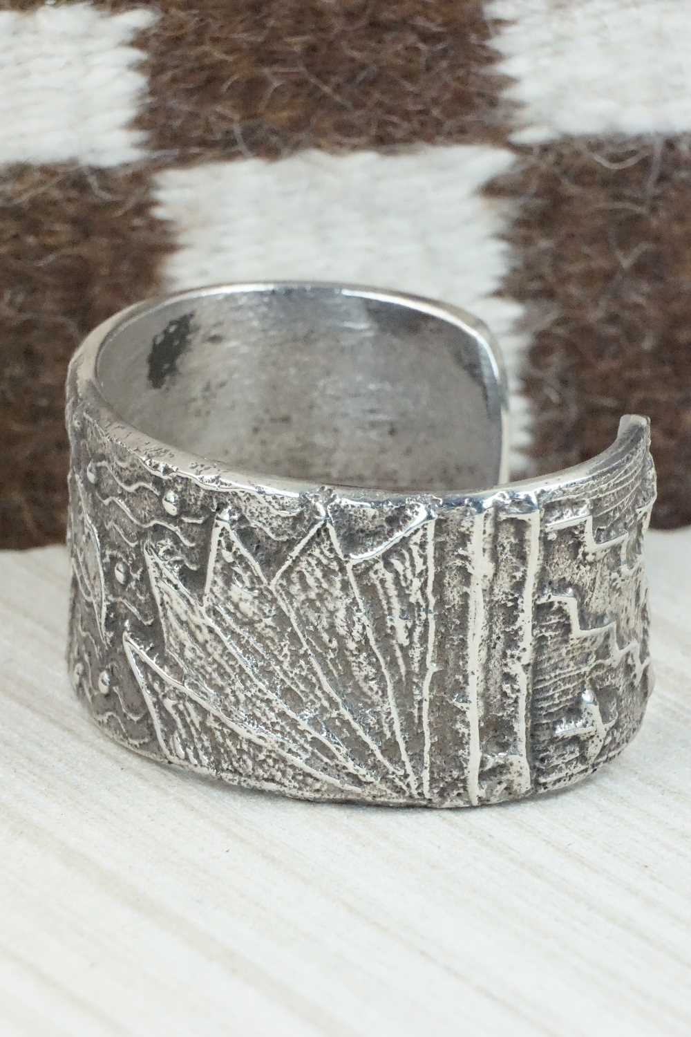 Sterling Silver Tufa Cast Bracelet - Navajo