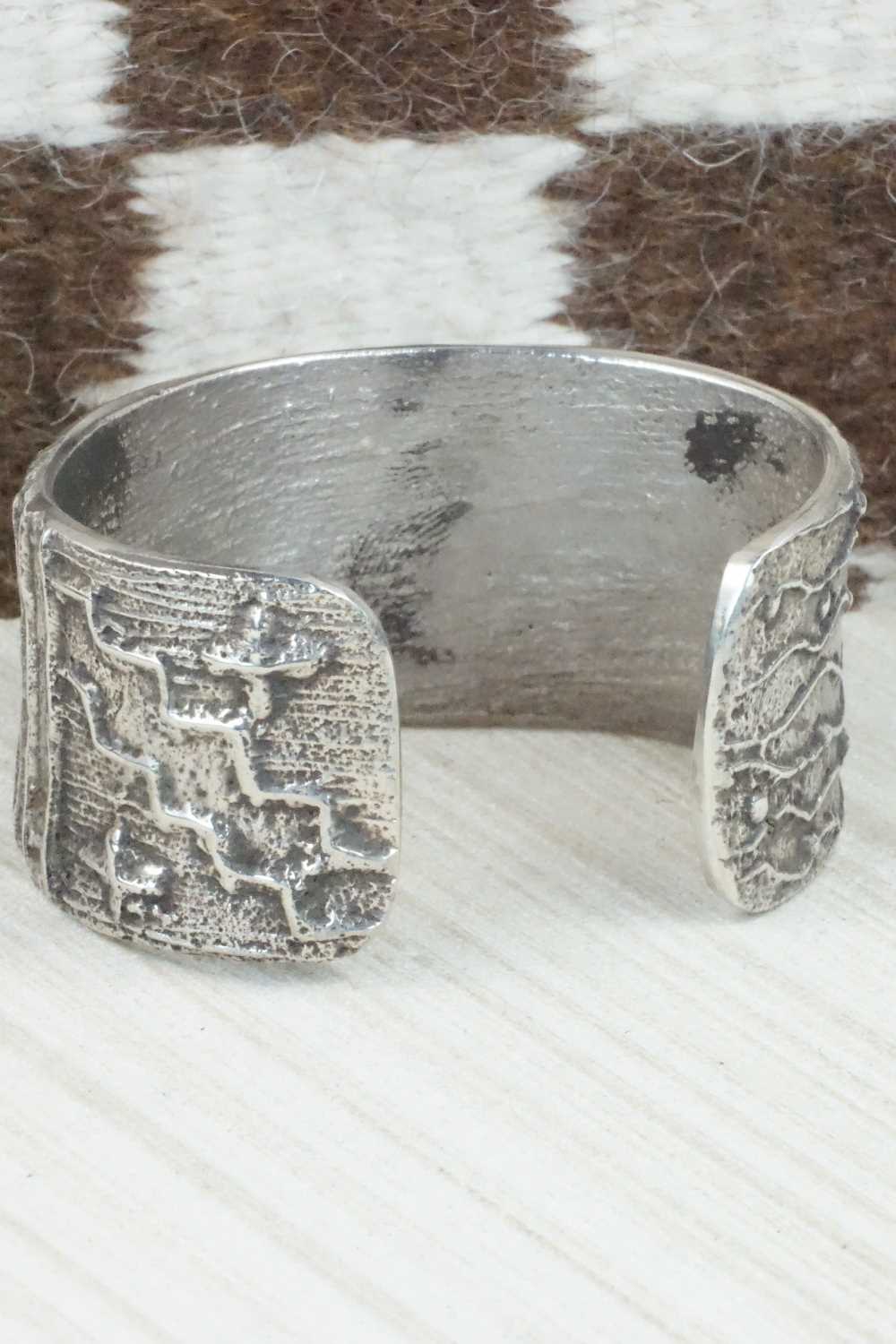 Sterling Silver Tufa Cast Bracelet - Navajo