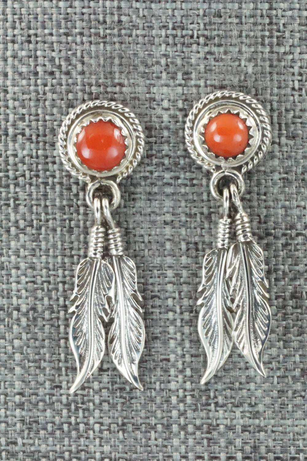 Coral and Sterling Silver Earrings - Sadie Jim