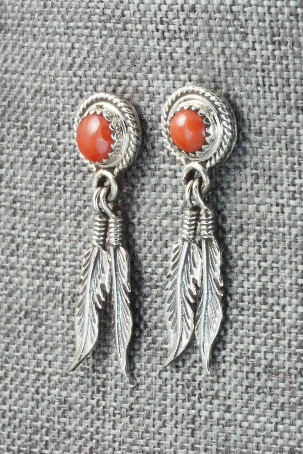 Coral and Sterling Silver Earrings - Sadie Jim