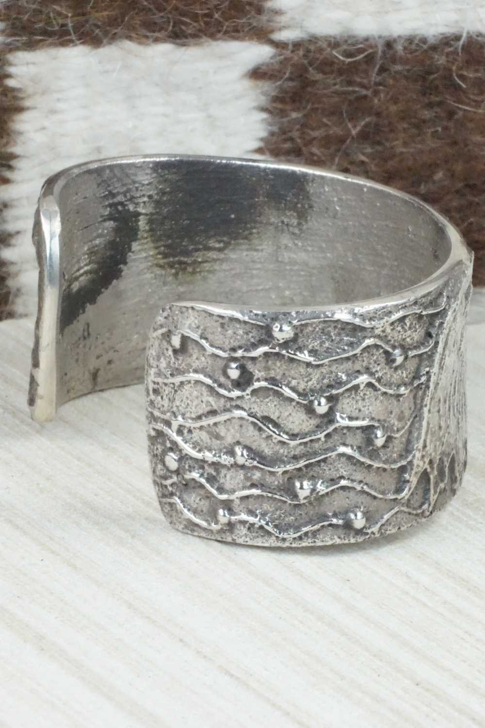 Sterling Silver Tufa Cast Bracelet - Navajo