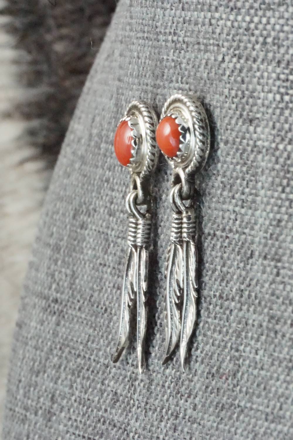 Coral and Sterling Silver Earrings - Sadie Jim