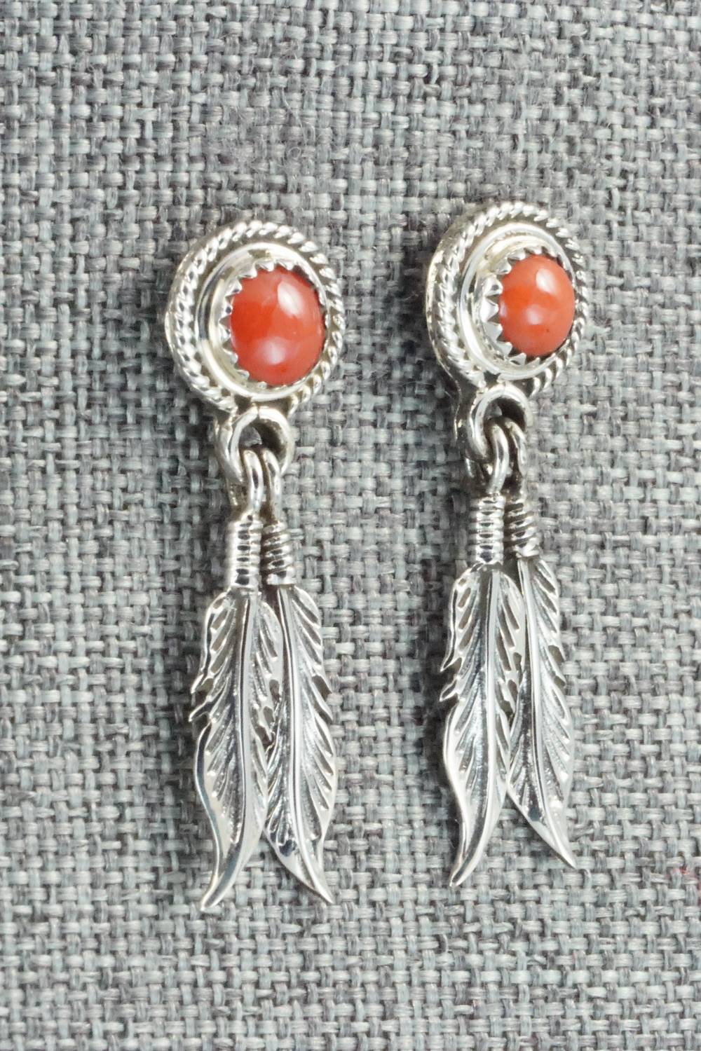 Coral and Sterling Silver Earrings - Sadie Jim