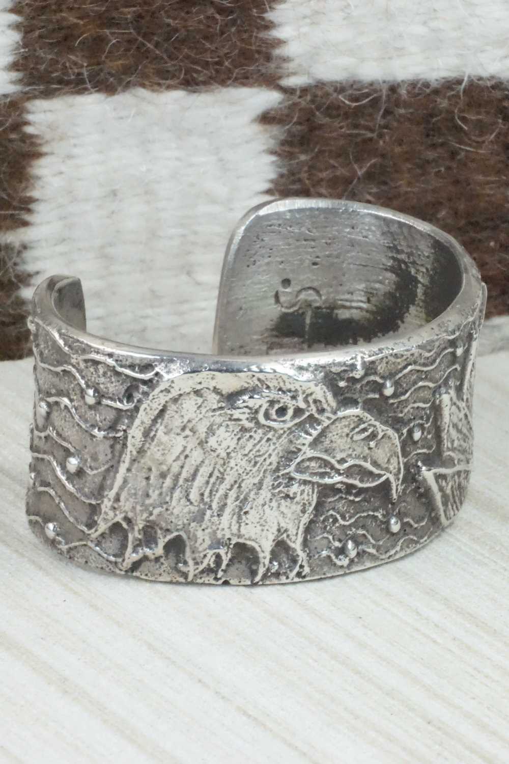 Sterling Silver Tufa Cast Bracelet - Navajo