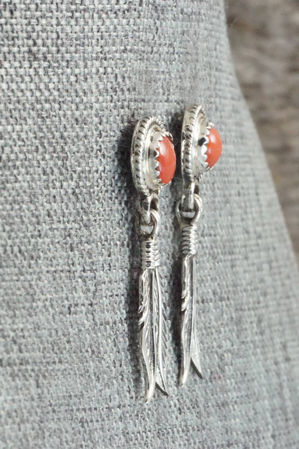 Coral and Sterling Silver Earrings - Sadie Jim