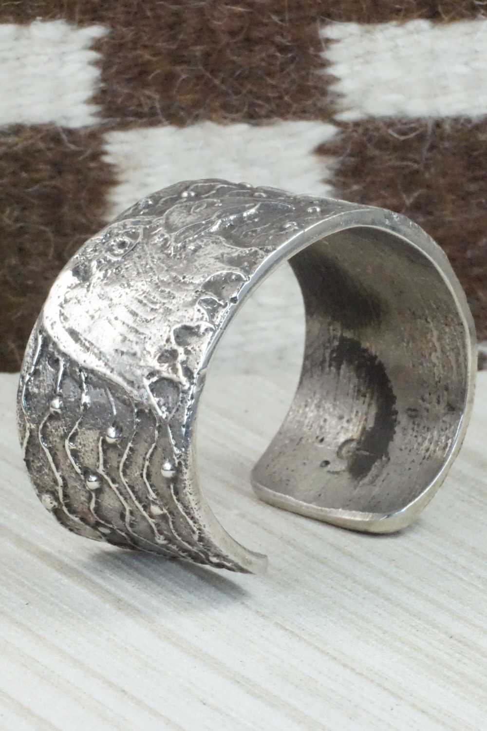 Sterling Silver Tufa Cast Bracelet - Navajo