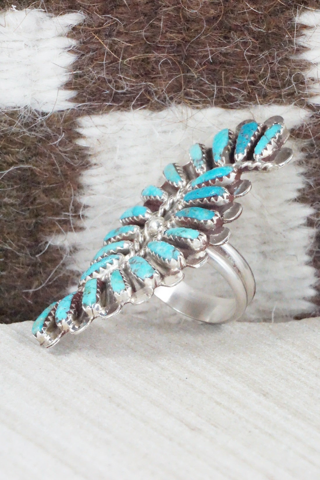 Turquoise & Sterling Silver Ring - Lavell Byjoe - Size 7.5