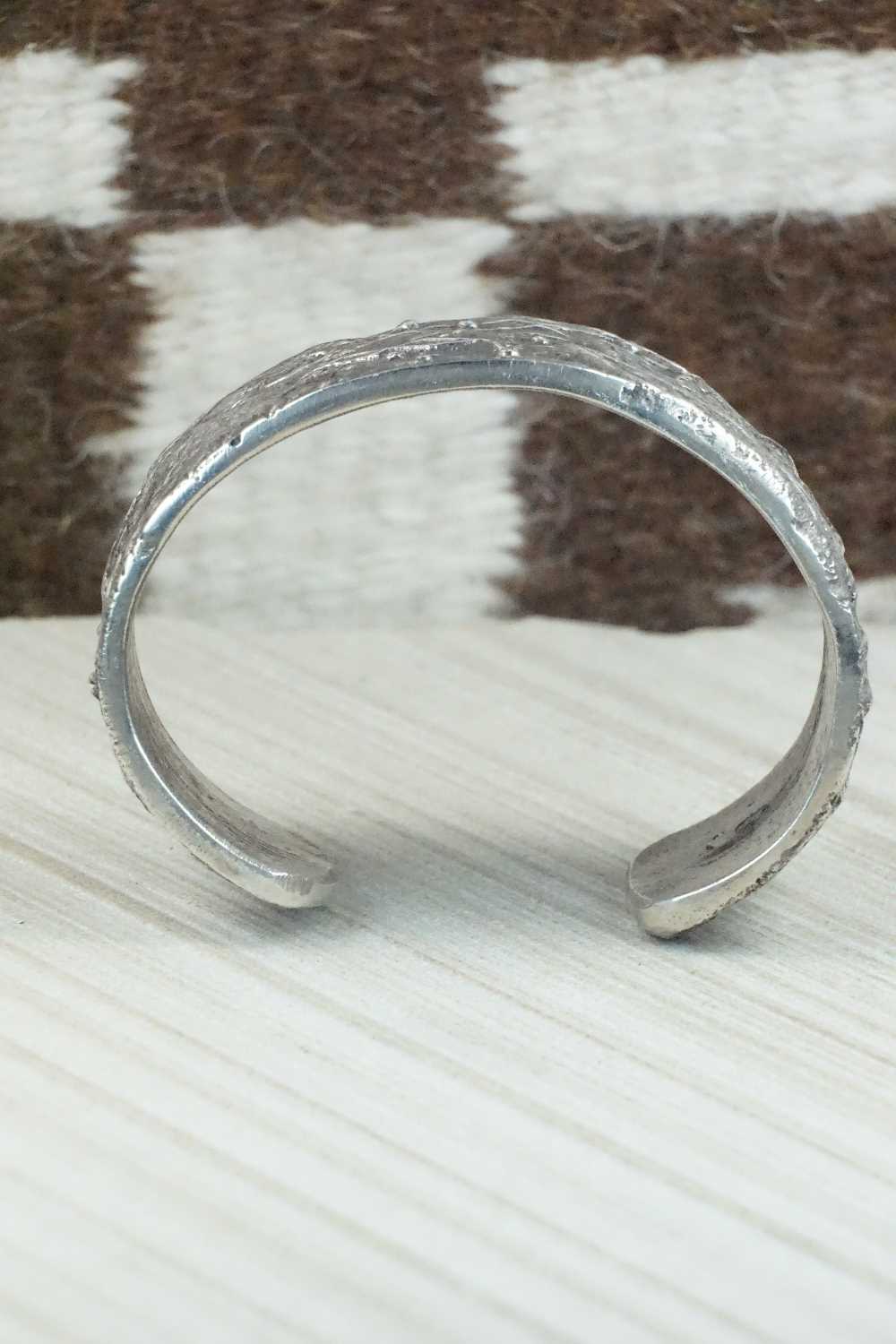 Sterling Silver Tufa Cast Bracelet - Navajo