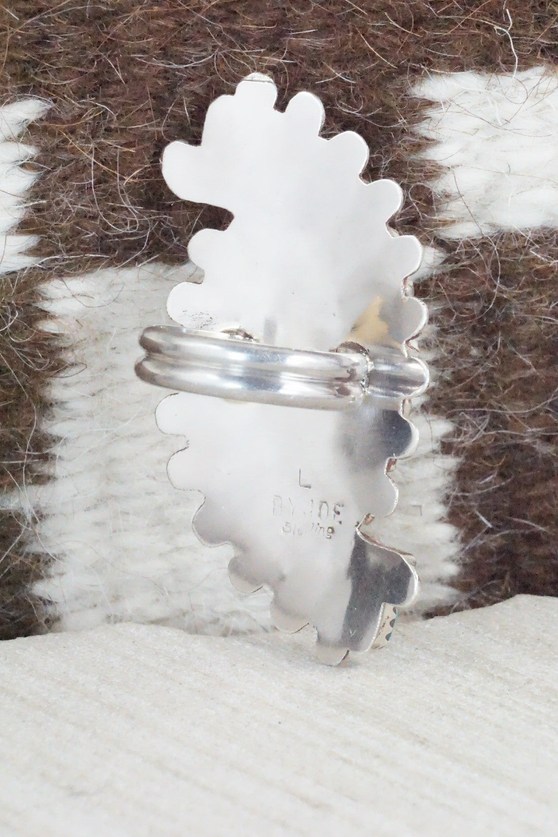 Turquoise & Sterling Silver Ring - Lavell Byjoe - Size 7.5